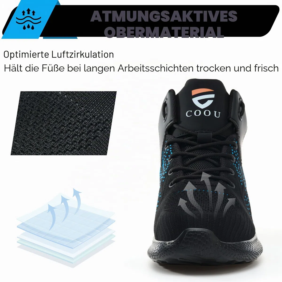 Sicherheitsstiefel Leicht Herren Damen Arbeitsschuhe Hoch Stahlkappe Atmungsaktiv Sicherheitsschuhe rutschfest Stahlkappenschuhe 35-48 EU