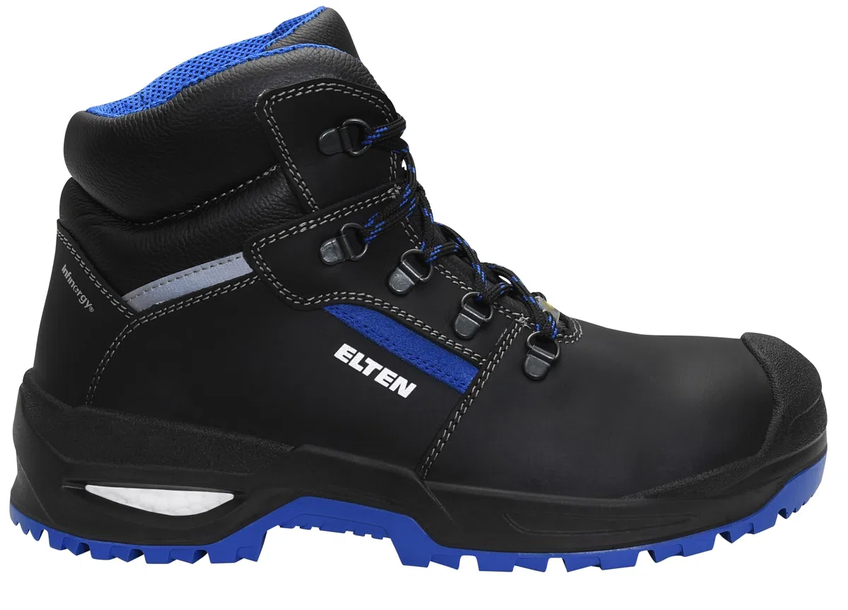 ELTEN LEONARDO XXSG black-blue Mid ESD S3 | Sicherheitsschuhe für Damen & Herren, Stahlkappe, leicht, atmungsaktiv, Gr. 45