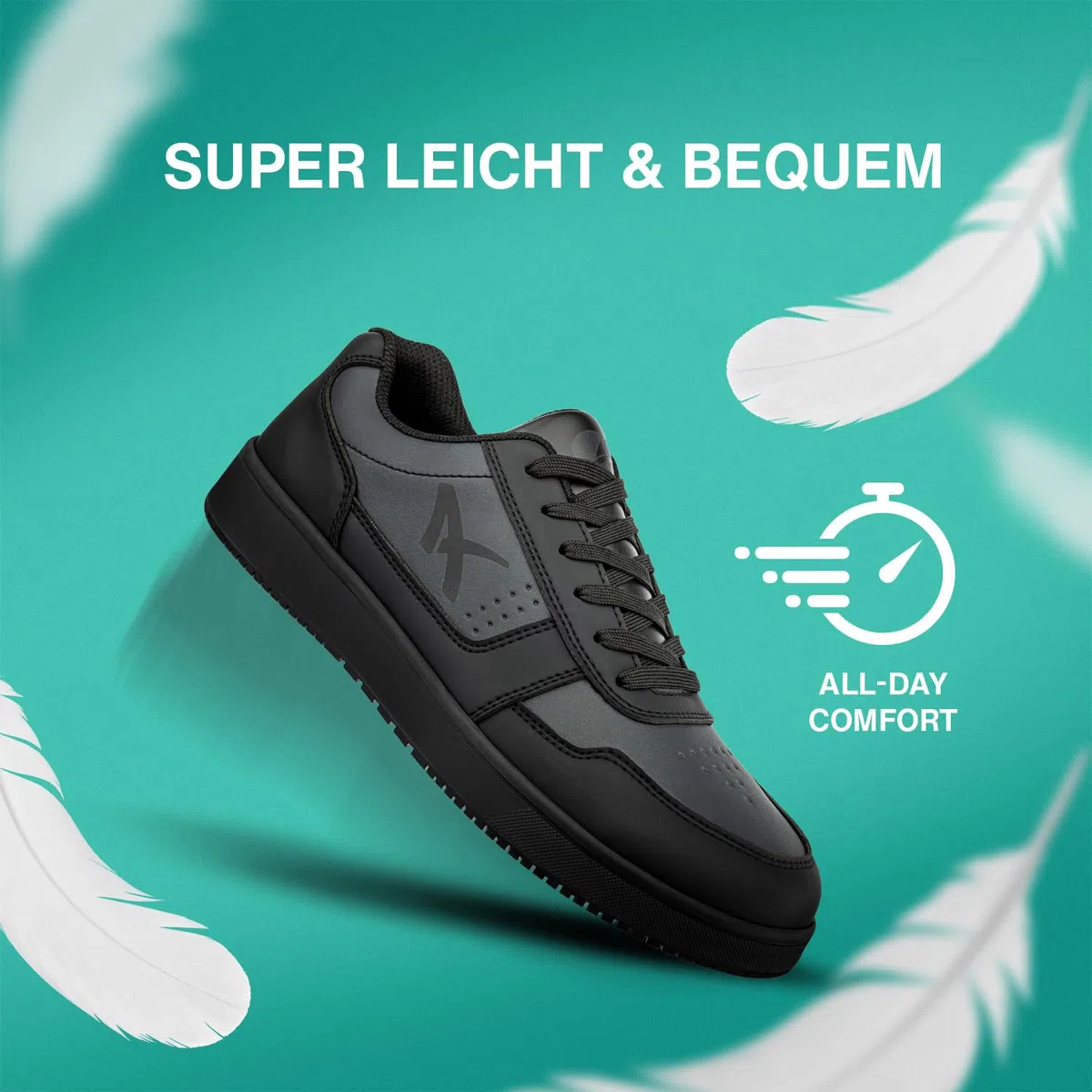 ALBATROS Squad Rutschhemmende Berufsschuhe – rutschfeste O2 Arbeitsschuhe für Damen und Herren, sehr leicht - Non-Slip Sneaker – ideal für Beruf Schwarz
