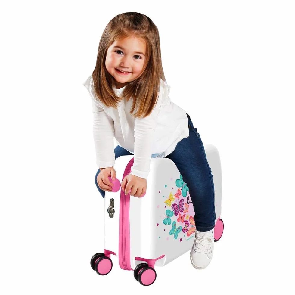 Movom Happy Time Kinder-Koffer Mehrfarbig 50x38x20 cms Hartschalen ABS Kombinationsschloss 34L 2,1Kgs 4 Räder Handgepäck, Butterfly