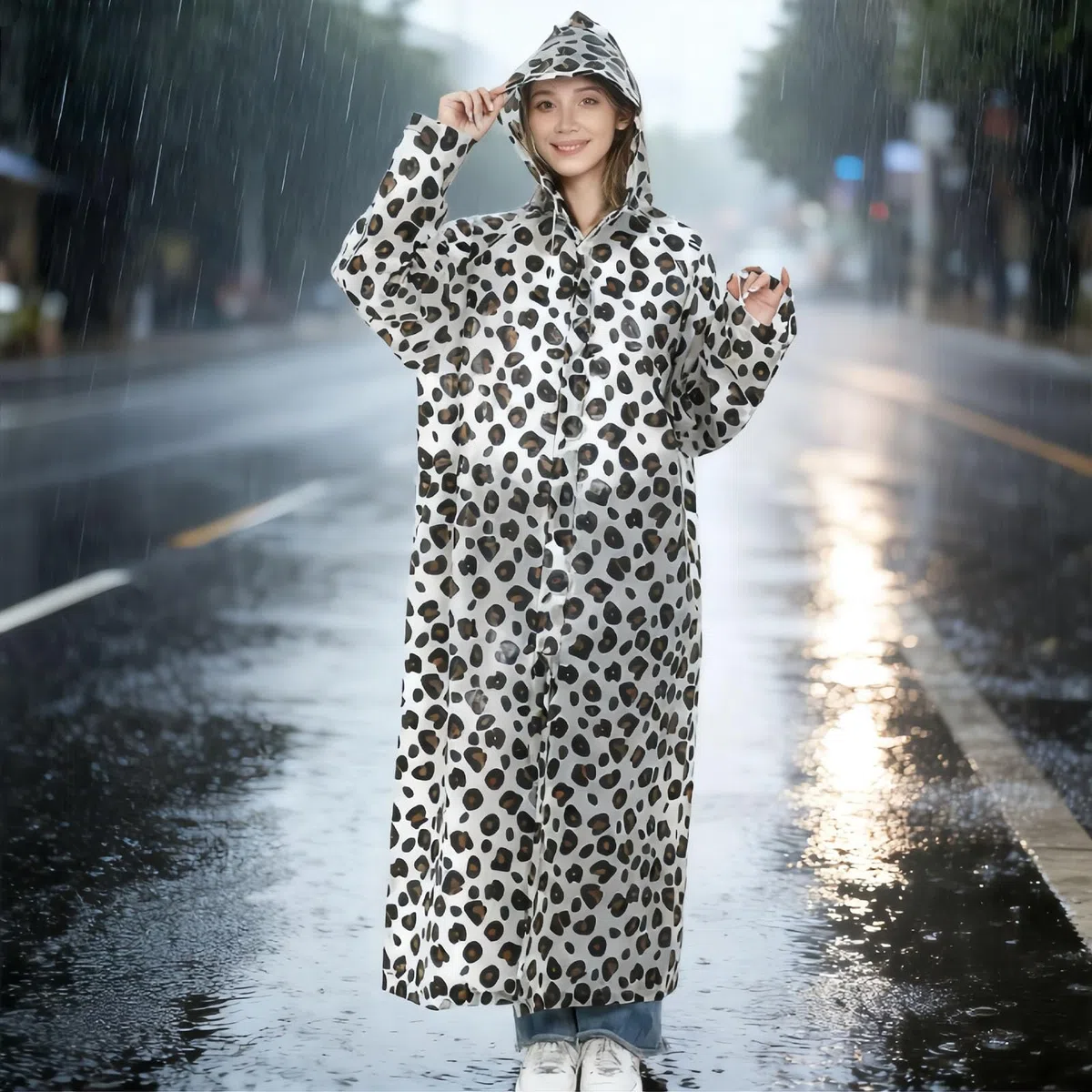 2 Stück Regenponcho, Regenjacke Damen Wasserdicht, Regenjacke Herren Leopardmuster Durchsichtiger Regenponcho, Regen Zubehör Für Wandern Radfahren Camping Reisen