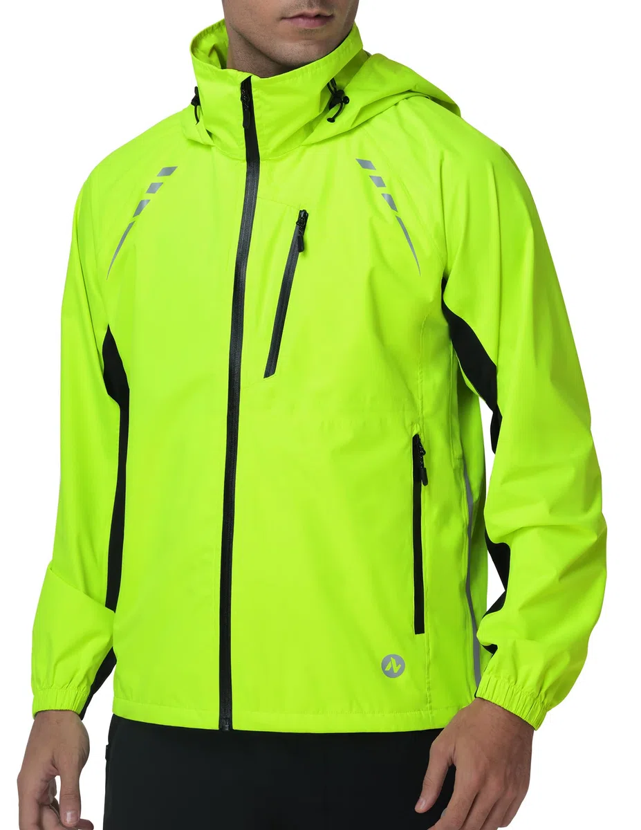 Nepest Fahrradjacke Herren Wasserdicht Atmungsaktiv, 10000mm Wassersäule + 5.000 g/m²/24hr Atmungsaktiv - 6 Taschen, Reflektierend UPF50+ Wanderjacke Windbreaker