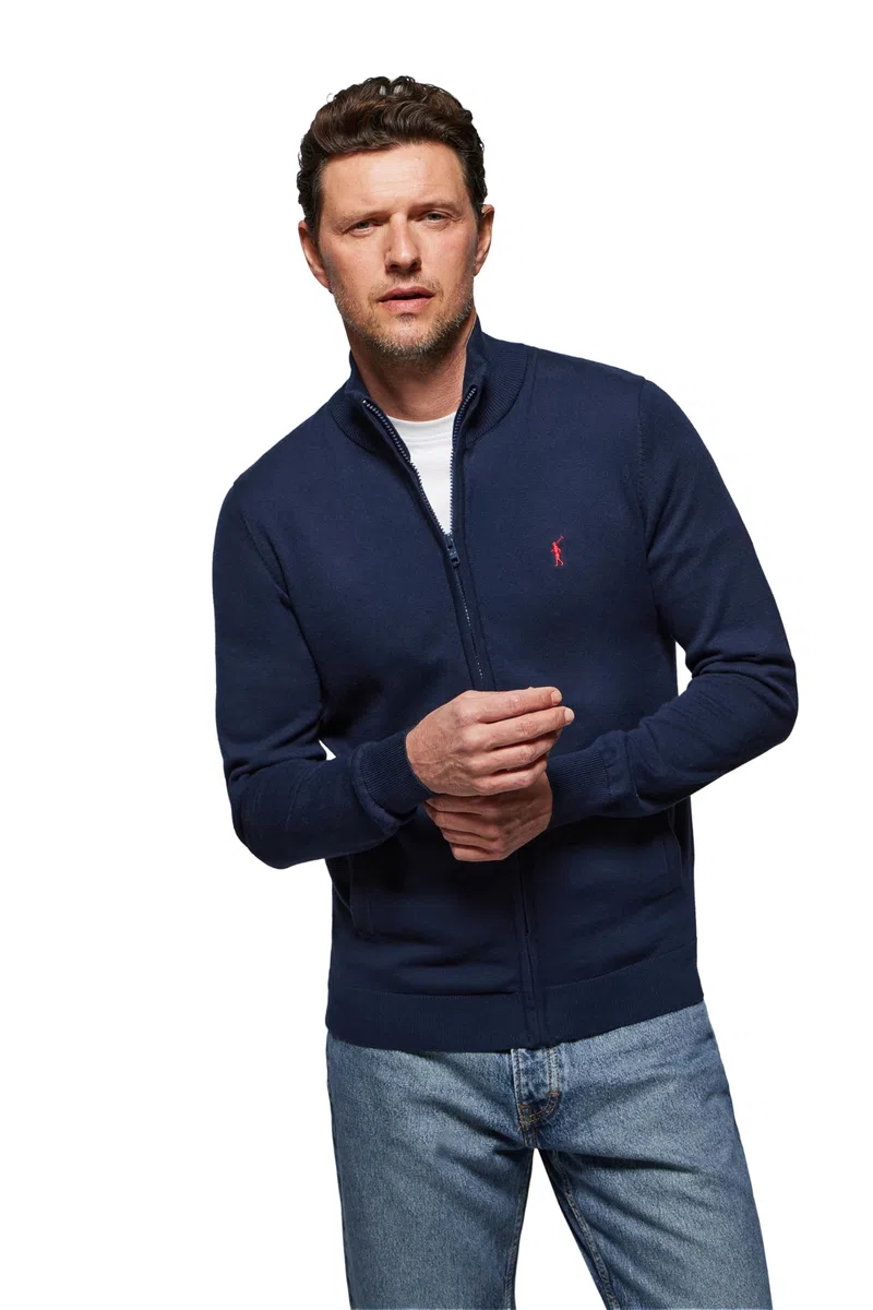 Polo Club Baumwoll-Cardigan mit Reißverschluss und Stickerei Logo