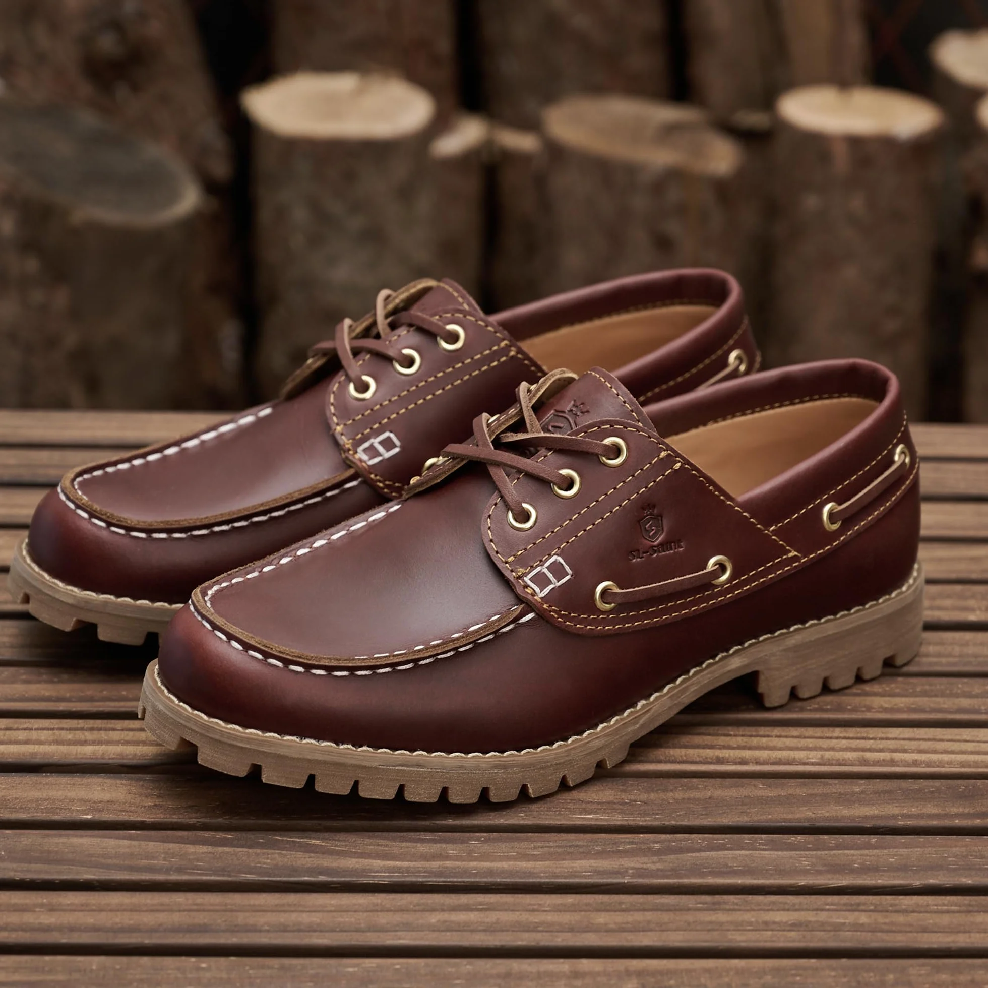 1 Handgefertigte Herren Classic Boat&Deck Schuhe Moc Toe Lace Up Full Grain Leder Bequeme Mode Casual