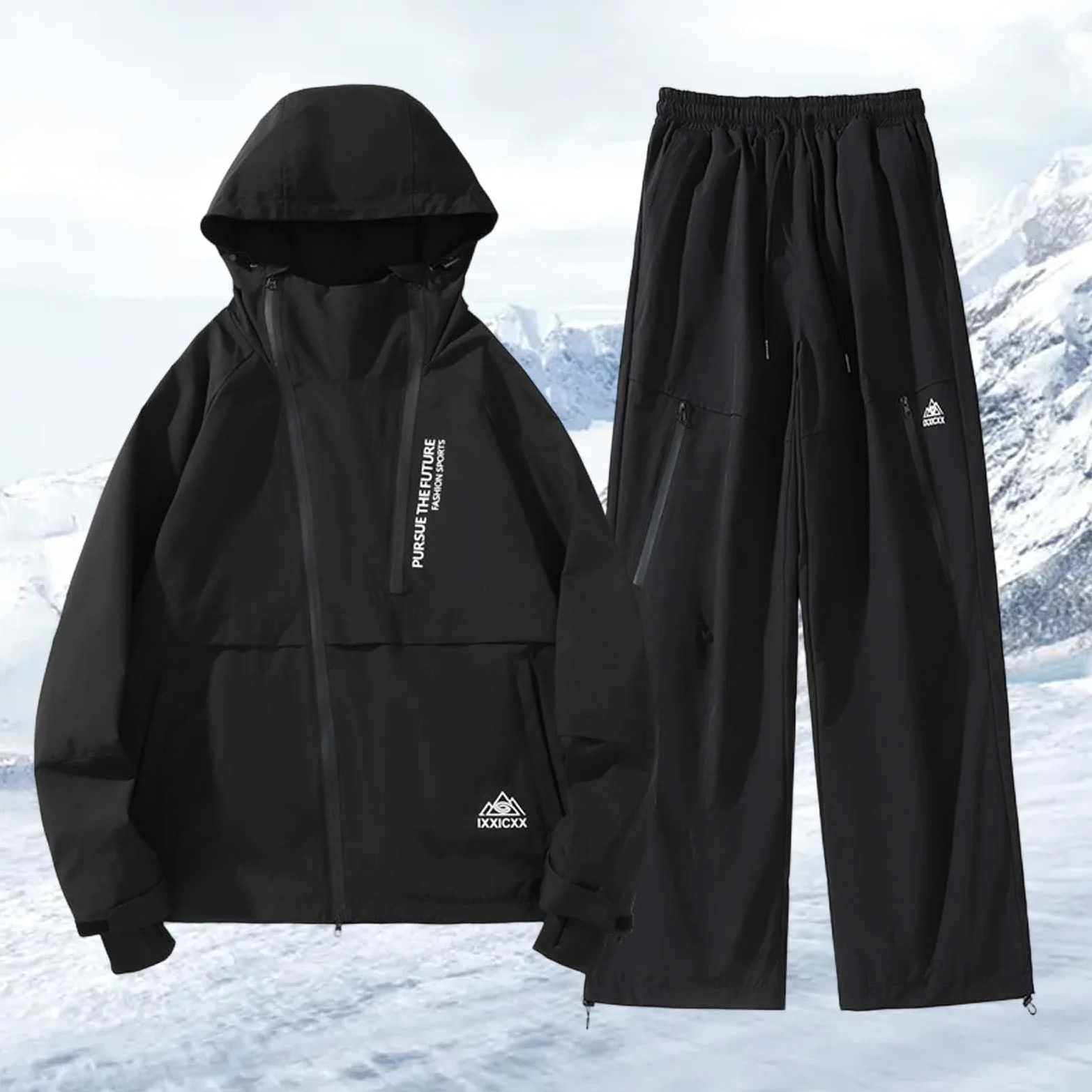 Generisch Skianzug Herren Damen Wasserdicht Winddicht Ski Set 2 Teilig Schneeanzug Skijacke und Hosen Zweiteilig Winter Warme Outdoorjacke Thermoanzug für Wandern Skifahren Snowboarden