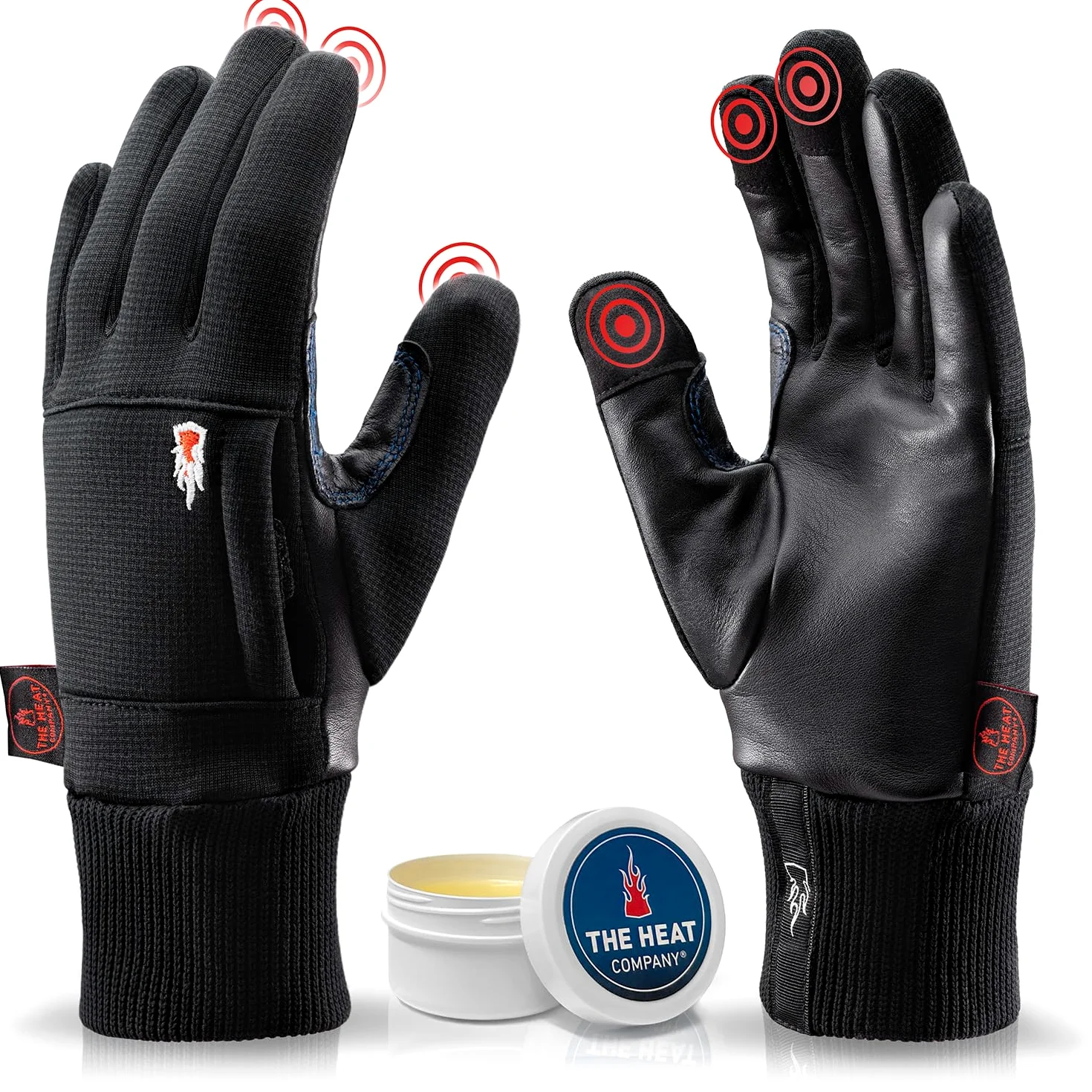 THE HEAT COMPANY – Durable Liner PRO – Touchscreen Lederhandschuhe Herren gefüttert - Premium Qualität - Thermo Handschuhe Damen Leder - windabweisende Winter Lederhandschuhe
