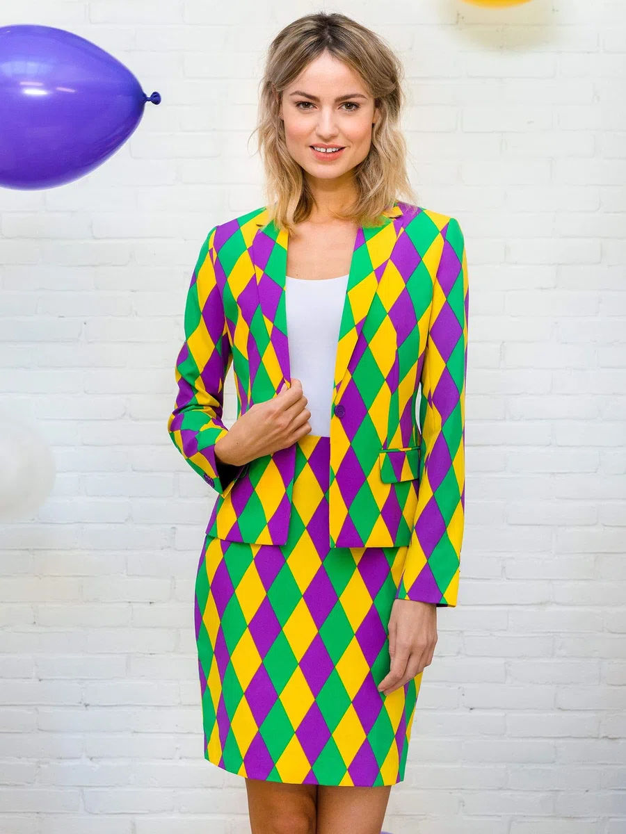OppoSuits - Verrückter Anzug mit lustigen Prints für Damen - Komplettes Set: Jacke und Rock