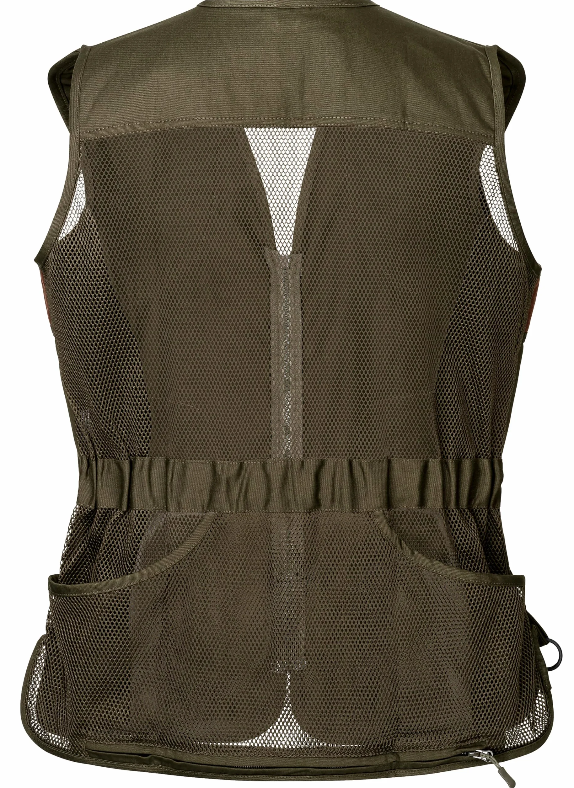 Schießweste Herren Classic Trap Skeet Jagdweste – Atmungsaktive Baumwolle mit Mesh Rücken, rutschfeste Schulterbesätze, große Fronttaschen & Rückentasche – Tontaubenschießen Schießstand Weste Grün