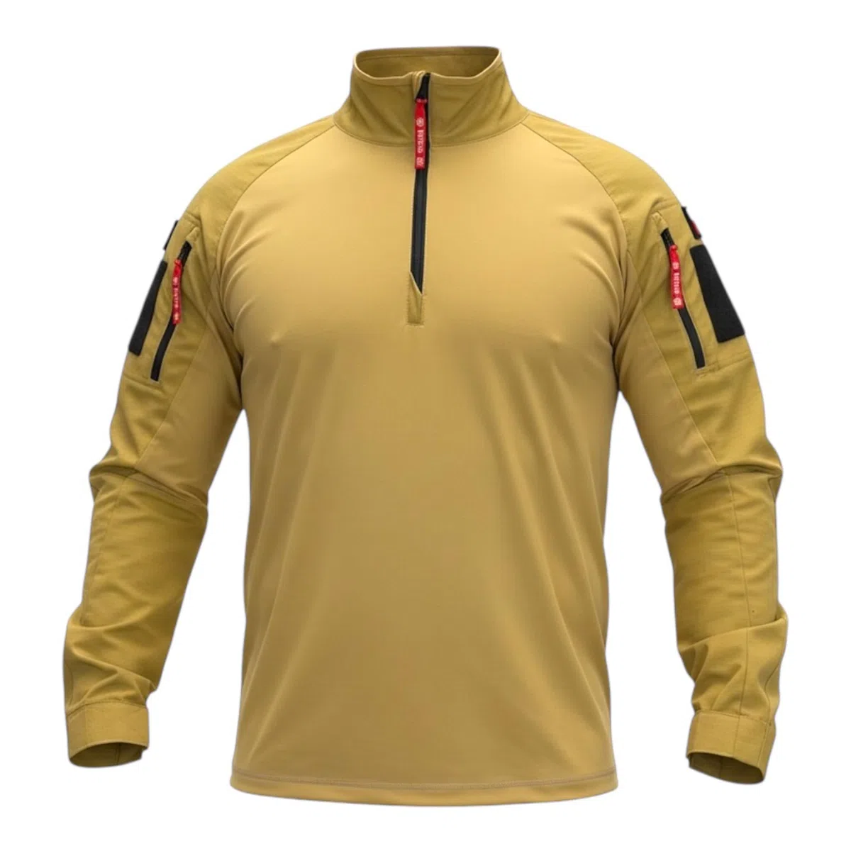 Feuerwehr Shirt Herren Langarm Tactical – Personalisiert Combat Shirt mit Patch, 1/4 Zip & Reißverschlusstaschen