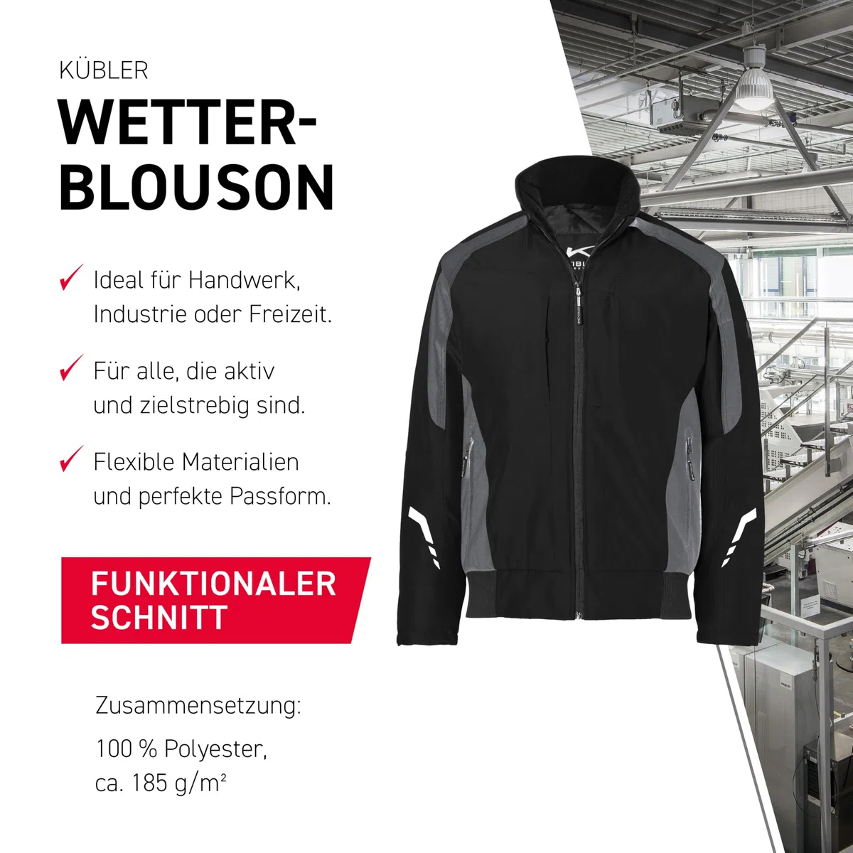 KÜBLER Workwear Unisex Jacke Classiq Organiq Größe 127.0 cm anthrazit (1er Pack)