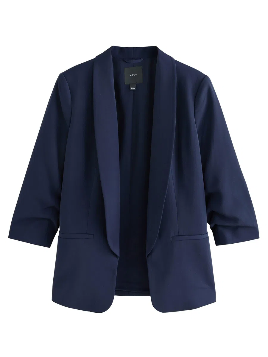 NEXT Damen Standard Blazer mit gerafften Ärmeln im Relaxed Fit