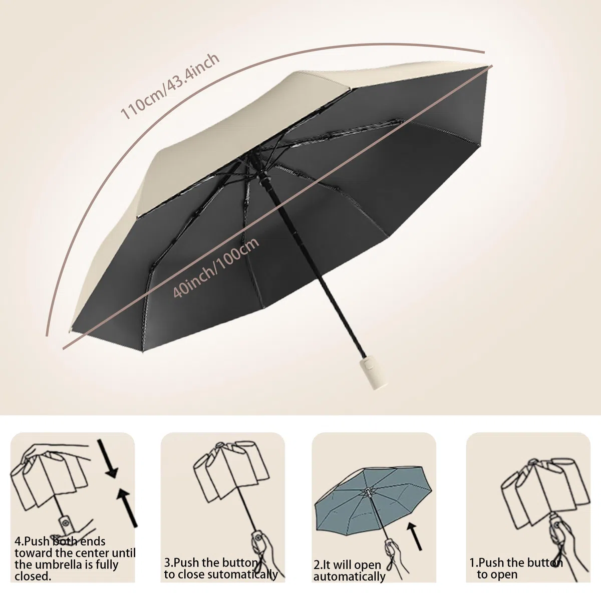 erised's bifrost Reise Faltender Regenschirm/Kleiner Sonnenschutz Für Koffer Kompakt Taschenschirm für Damen und Kinder/Automatisch auf und zu mit Drucktaste/8 Rippen Freien UV Schutz/Sonnenschutz
