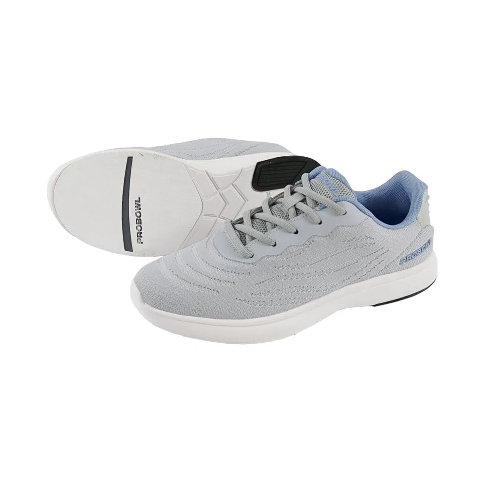 EMAX | Pro Bowl - Luma | Bowlingschuh Damen | Frauen Bowling Schuhe Gleitsohle Freizeit | Grau Blau | Größe 35-41