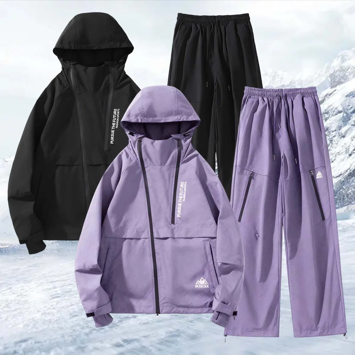 Generisch Skianzug Herren Damen Wasserdicht Winddicht Ski Set 2 Teilig Schneeanzug Skijacke und Hosen Zweiteilig Winter Warme Outdoorjacke Thermoanzug für Wandern Skifahren Snowboarden