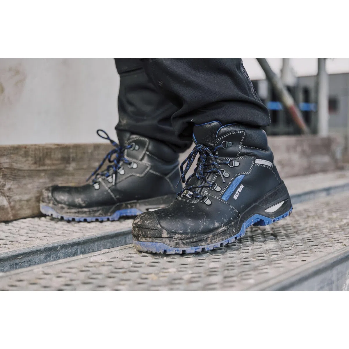 ELTEN LEONARDO XXSG black-blue Mid ESD S3 | Sicherheitsschuhe für Damen & Herren, Stahlkappe, leicht, atmungsaktiv, Gr. 45
