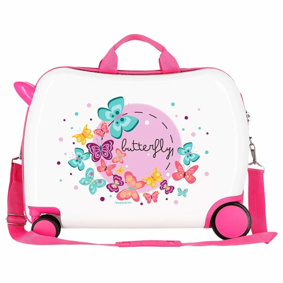 Movom Happy Time Kinder-Koffer Mehrfarbig 50x38x20 cms Hartschalen ABS Kombinationsschloss 34L 2,1Kgs 4 Räder Handgepäck, Butterfly