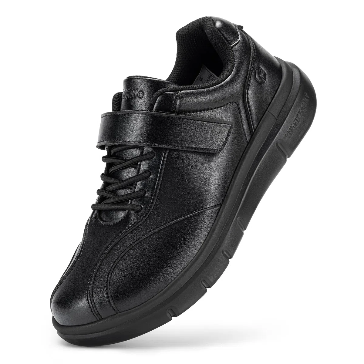 FitVille Extra Breit Leichte Sneaker Herren Einstellbar Gesundheitsschuhe Bequeme Dämpfung Walkingschuhe Business Freizeitschuhe mit aus Microfaser-Leder