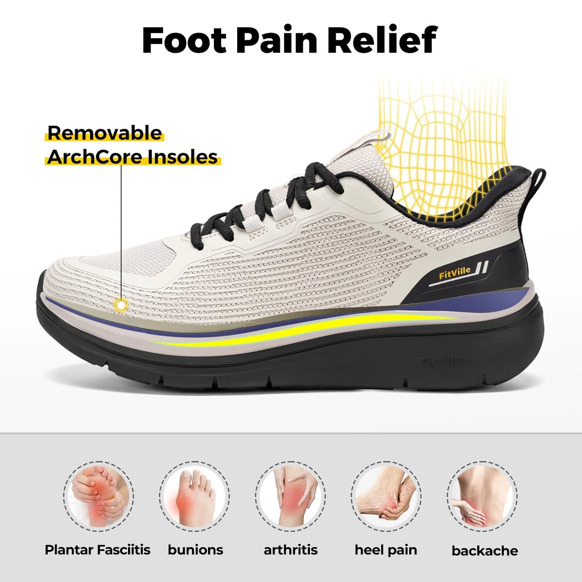 FitVille Extra Weit Sneaker Herren Leichte Walkingschuhe Atmungsaktive Turnschuhe Bequeme dämpfung rutschfeste Sportschuhe