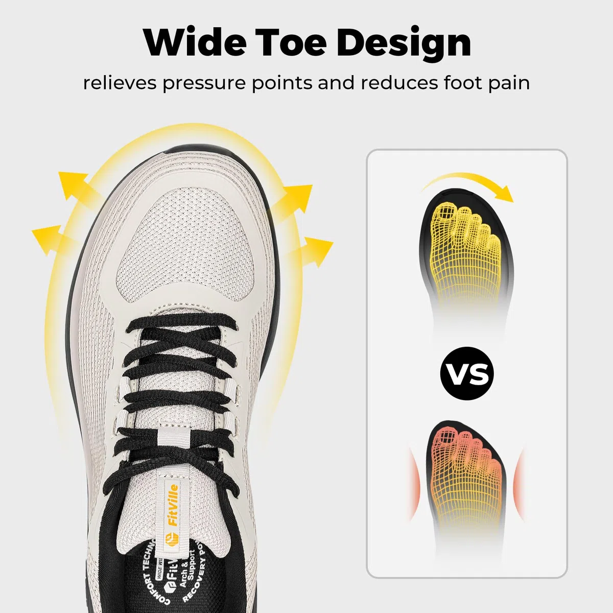 FitVille Extra Weit Sneaker Herren Leichte Walkingschuhe Atmungsaktive Turnschuhe Bequeme dämpfung rutschfeste Sportschuhe