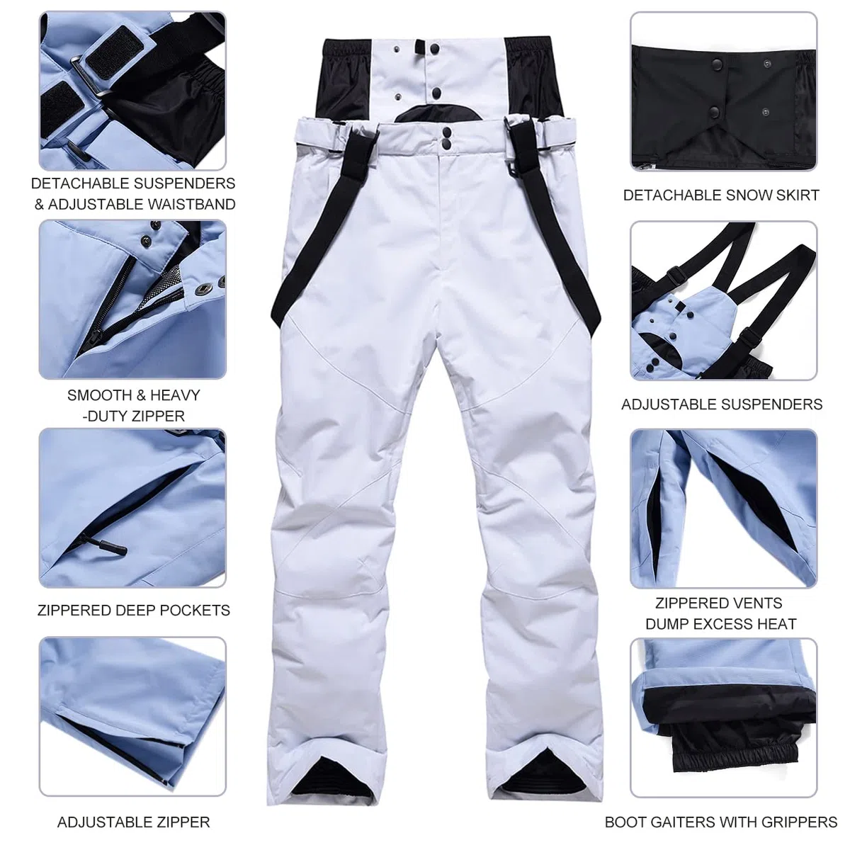 HOUZONIY Herren Skianzug Set Herren Schneeanzug Warmer Winddichter 2-Teiliger Schneeanzug(209+Weiß L)