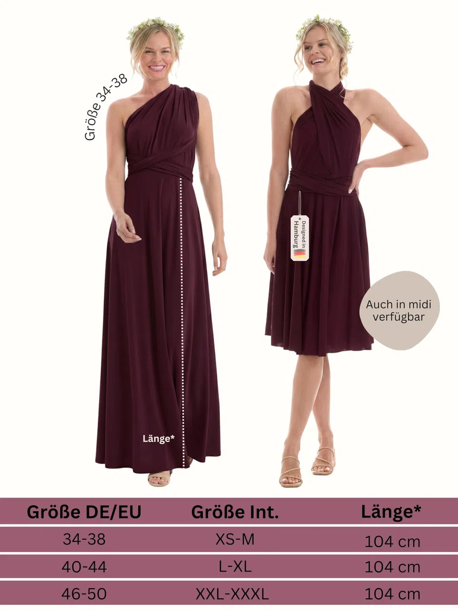 Juvell Brautjungfernkleider lang - Infinity Dress Maxi - Abendkleider elegant-festlich - Multiway-Wickelkleid - Hochzeit-Abiball-Bridesmaid - 1000