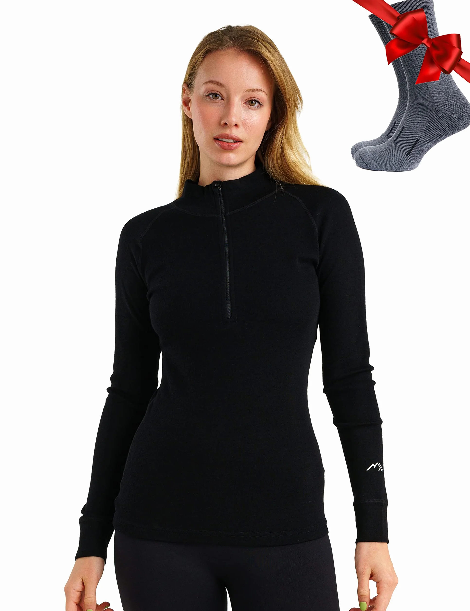 Merino.tech 100% Merino Half Zip Pullover Damen, Merino Unterwäsche Damen Langarm Shirt fürs Wandern, Training, Fitness