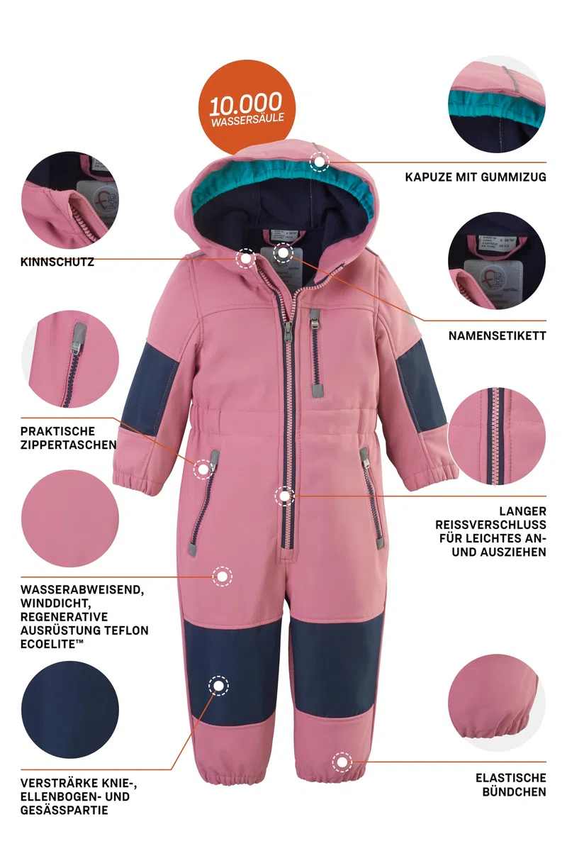 first instinct by killtec Mädchen Fiow 35 Mns Onpc Softshell Overall mit Kapuze, malve, 74/80 EU