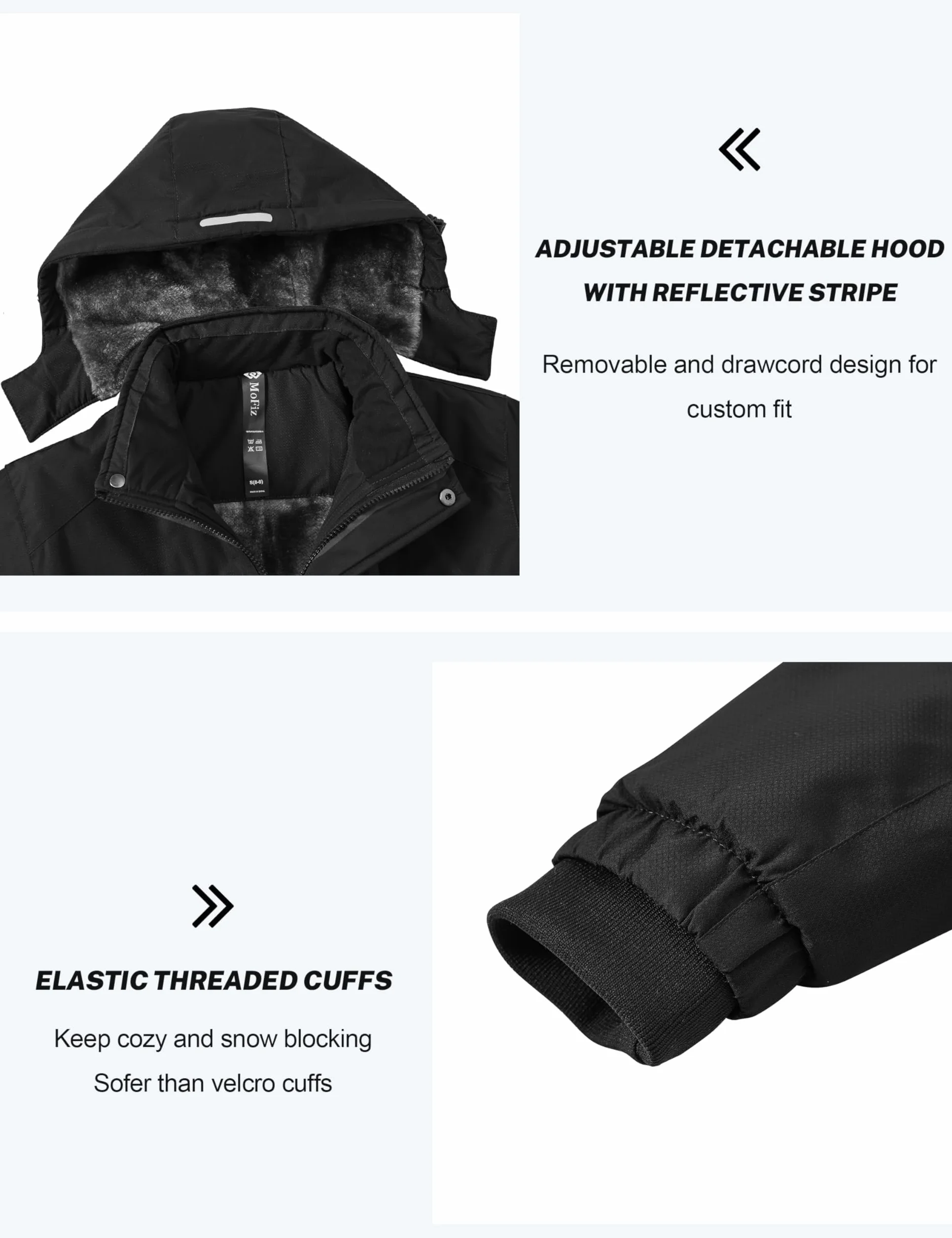 MoFiz Winterjacke Jungen Skijacke Warm Innenfutter Kinder Outdoor Softshelljacken Schneejacke mit Abnehmbare Kapuze