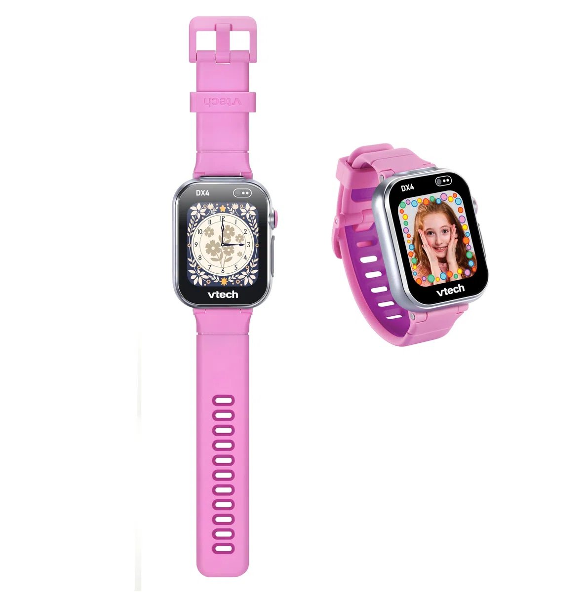 VTech KidiZoom Smartwatch DX4, Rosa, Dual-Kamera für Fotos und Selfies, Spiele, Schrittzähler, vertikales Farbdisplay, Musik-Player, ESP-Version