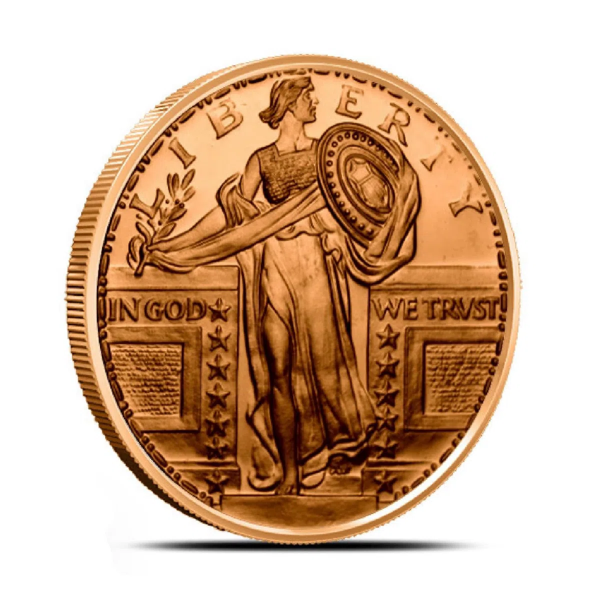 Twenty 28.3 g Standing Liberty Copper Coin .999 Fine Copper Bullion Art Round in Coin Tube by Unique Metals