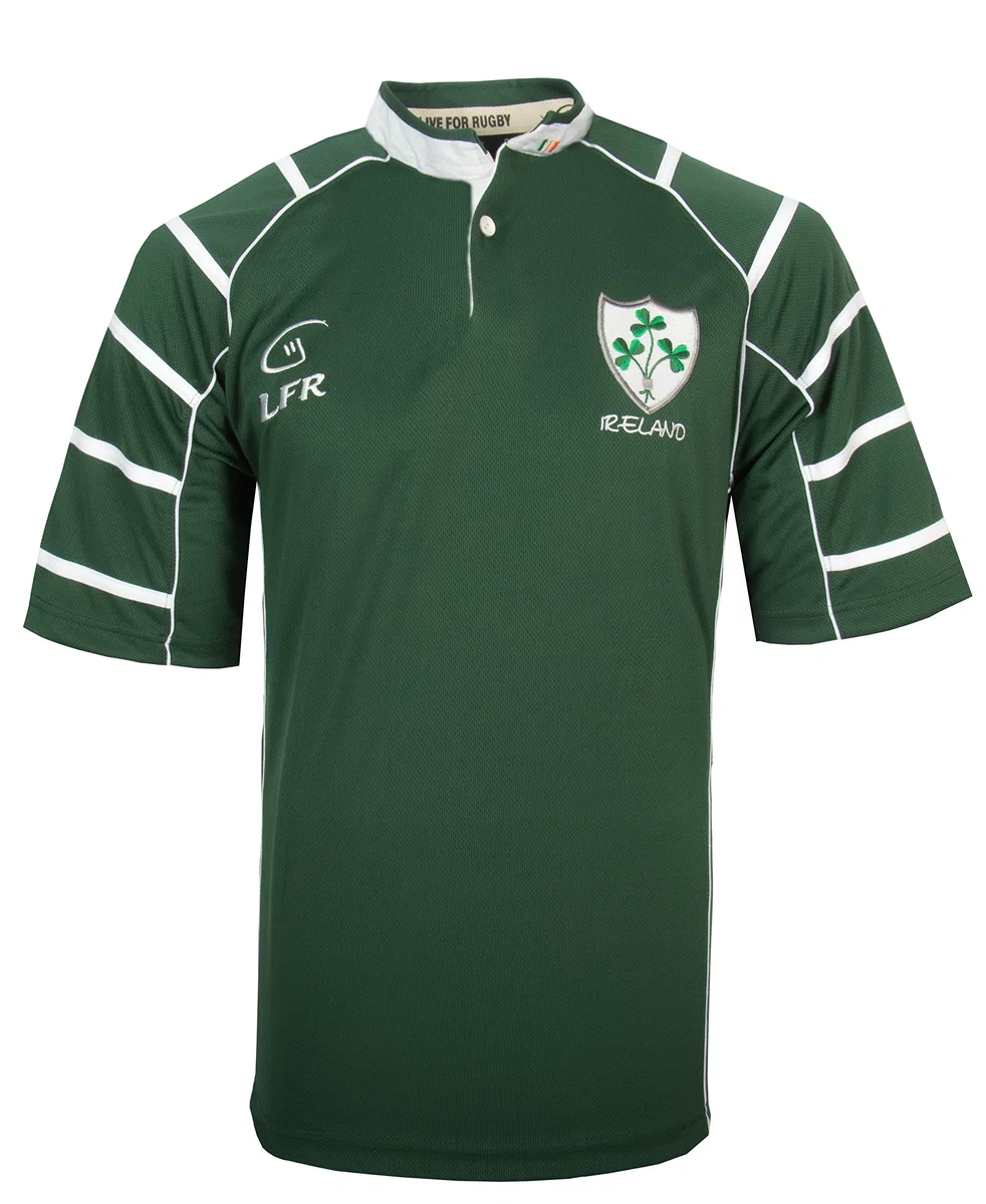 Ireland Breathable Shamrock Crest Short Sleeve Rugby Shirt