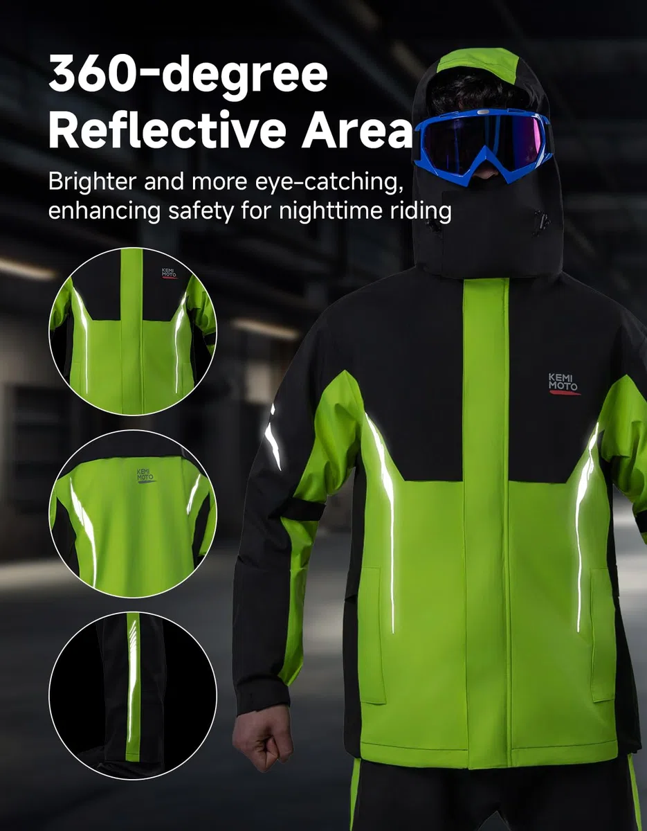 KEMIMOTO Regenanzug für Herren & Damen, 100% Wasserdichter Regenmantel, Atmungsaktiv Winddicht Regenbekleidung Regenjacke für Camping, Wandern, Reisen, Radfahren