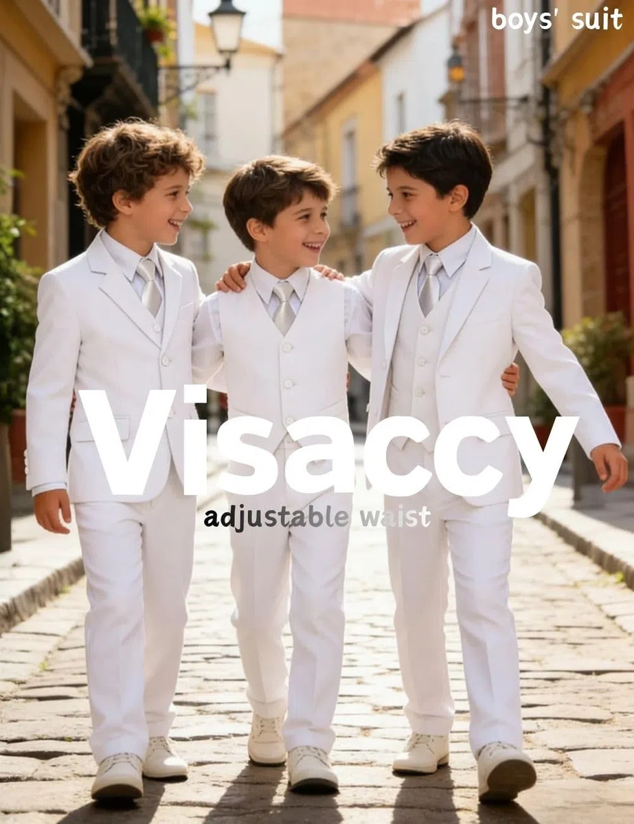 Visaccy Jungen Anzüge Slim Fit Kleid Kleidung Ring Träger Outfit