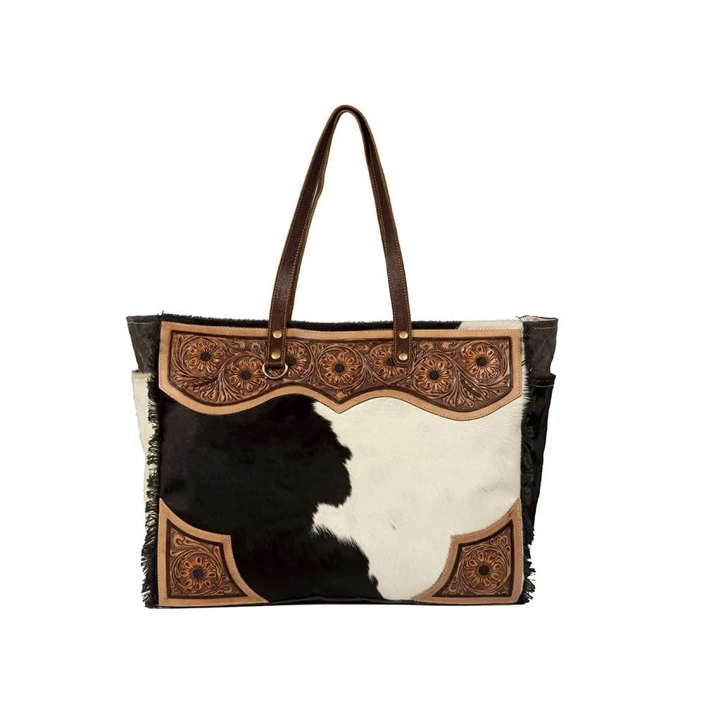 Myra Bag Weekender Bag für Damen - Western Upcycled Canvas & Leder Umhängetasche