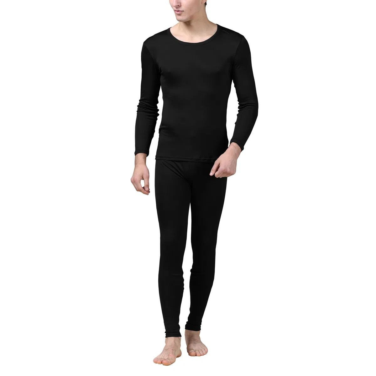 Herren-Unterhose aus reiner Seide, Rundhals, lange Unterhose