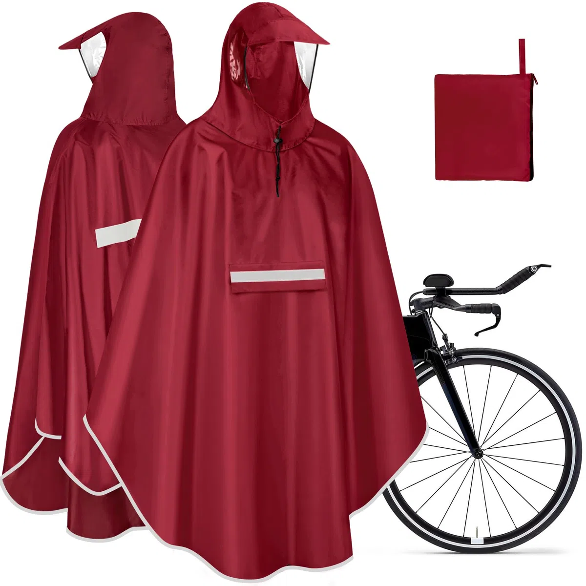 Regenponcho Fahrrad, Wasserdicht Regencape Herren Damen Regenponcho Fahrrad Regenbekleidung Mit Reflektoren Und Sichtfenster Leichte Fahrradponcho Für Nachtfahrten & Outdoor