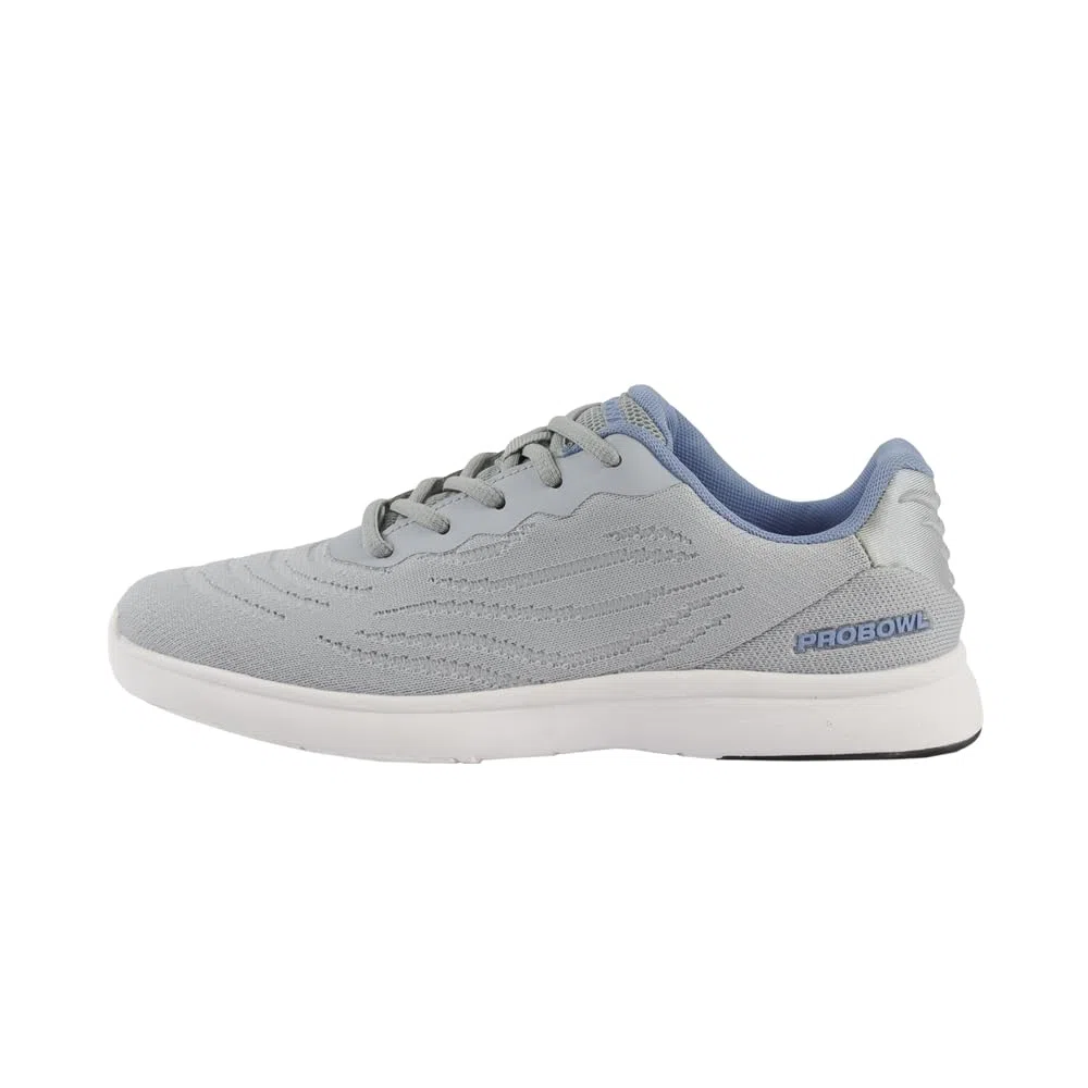 EMAX | Pro Bowl - Luma | Bowlingschuh Damen | Frauen Bowling Schuhe Gleitsohle Freizeit | Grau Blau | Größe 35-41