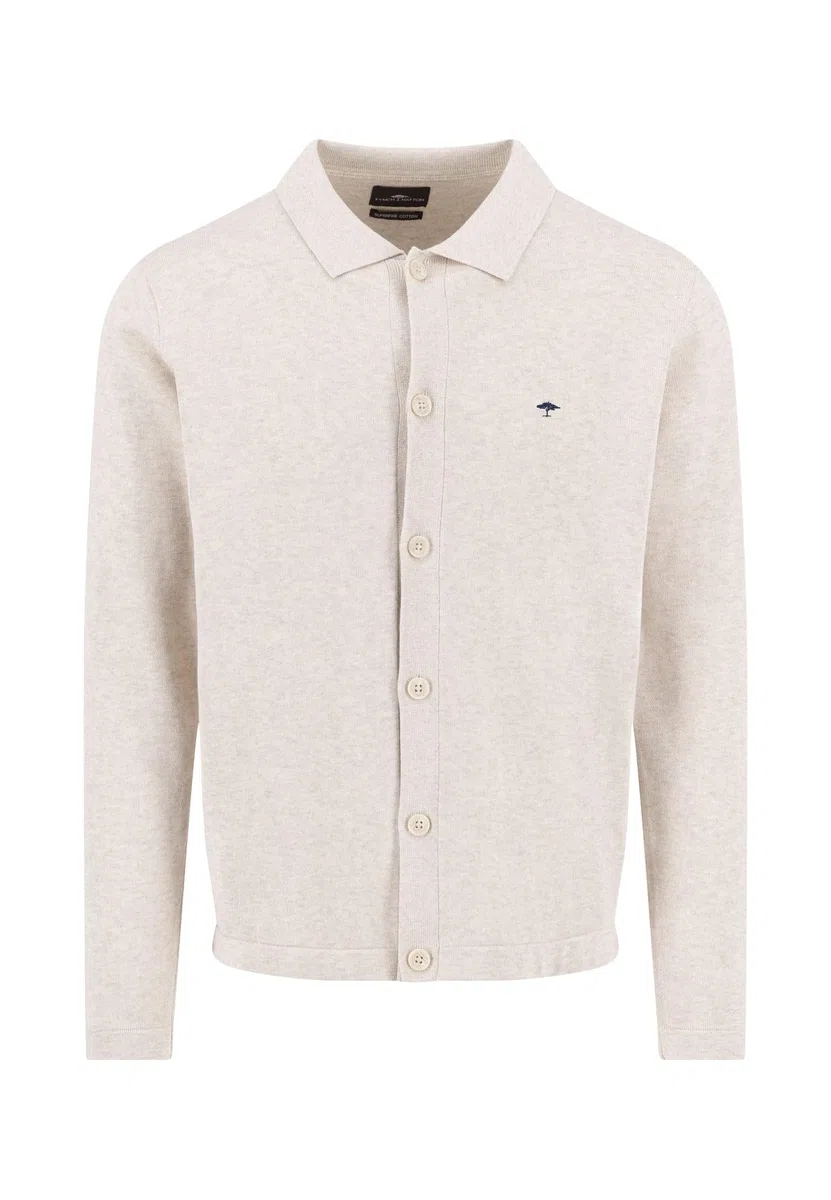 FYNCH-HATTON Strickjacke aus Baumwolle mit Kentkragen und Knopfleiste