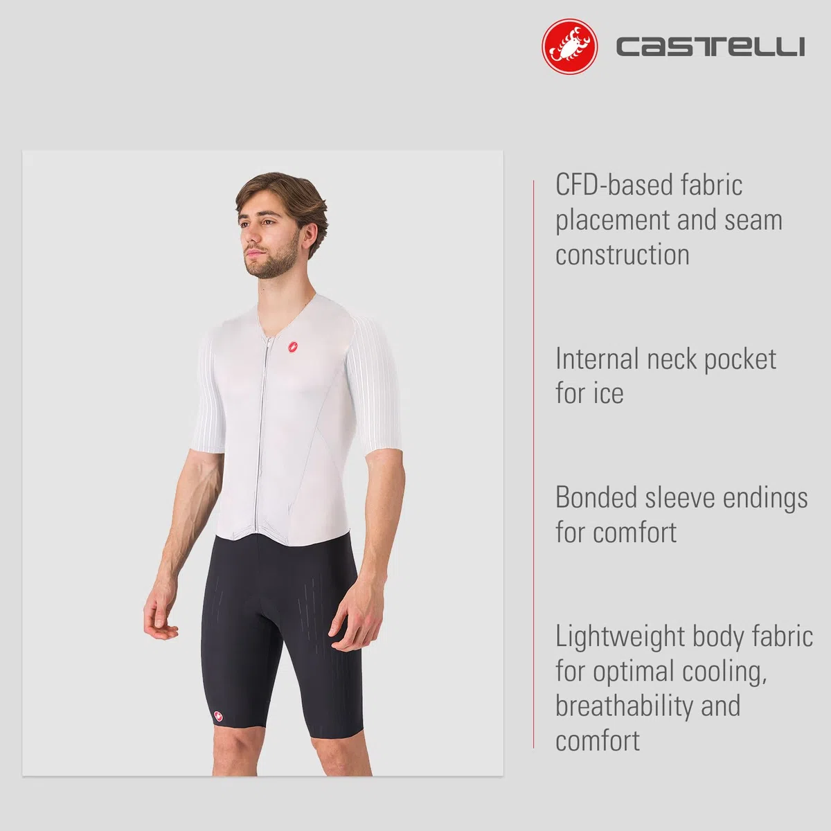 CASTELLI Sanremo Herrenanzug mit 3 Ärmeln, für Radfahren, Rennen, Schwimmen, Radfahren, Laufen, aerodynamischer Triathlon-Anzug mit Tri-Sitzpolster