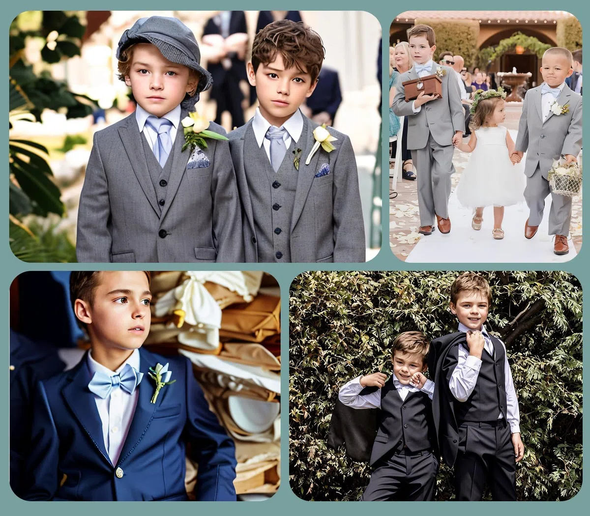 Jungenanzüge, 3-teiliges Slim-Fit-Anzug-Set, Dresswear, Ringträger, Outfit für Jungen