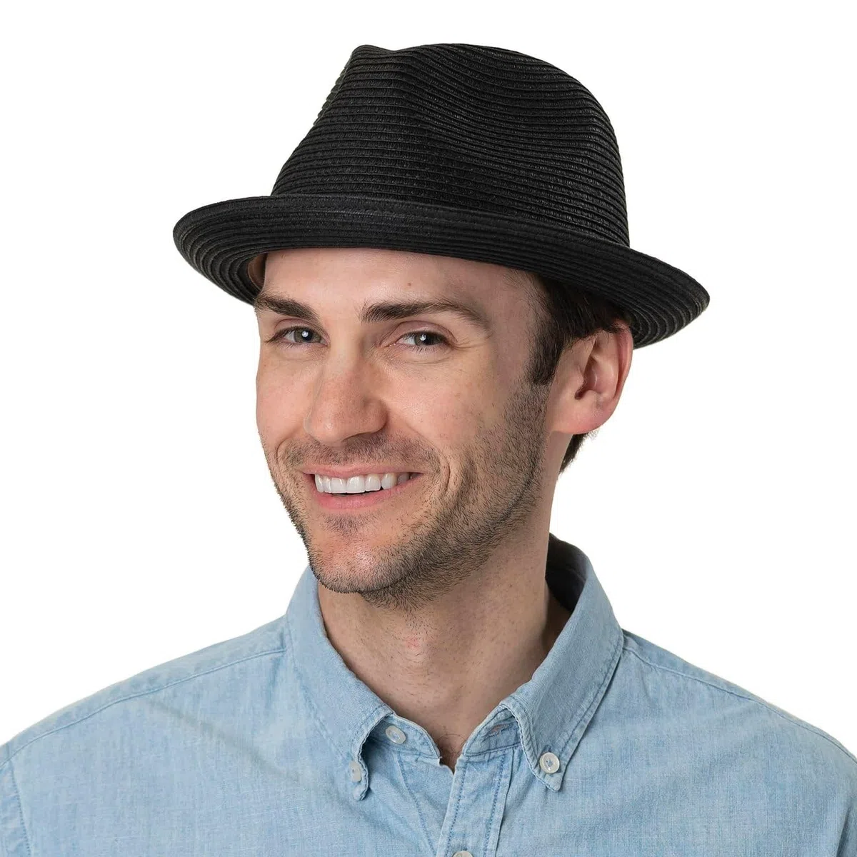 Stetson Dawson Black Player Strohhut für Damen/Herren - Sonnenhut mit Faktor 40 UV-Schutz - Strandhut aus Papierstroh - Pork Pie Hut mit Markenlogo - Frühling/Sommer Fedora
