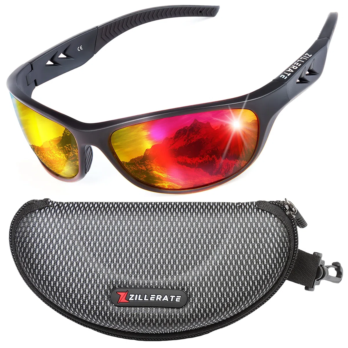 ZILLERATE Polarisierte Sport-Sonnenbrille für Herren und Damen, zum Fahren Radfahren Golf Fischen Laufen Segeln Skifahren, UV400-Schutz, Leichter, langlebiger TR90-Rahmen, Hartschalen-Etui