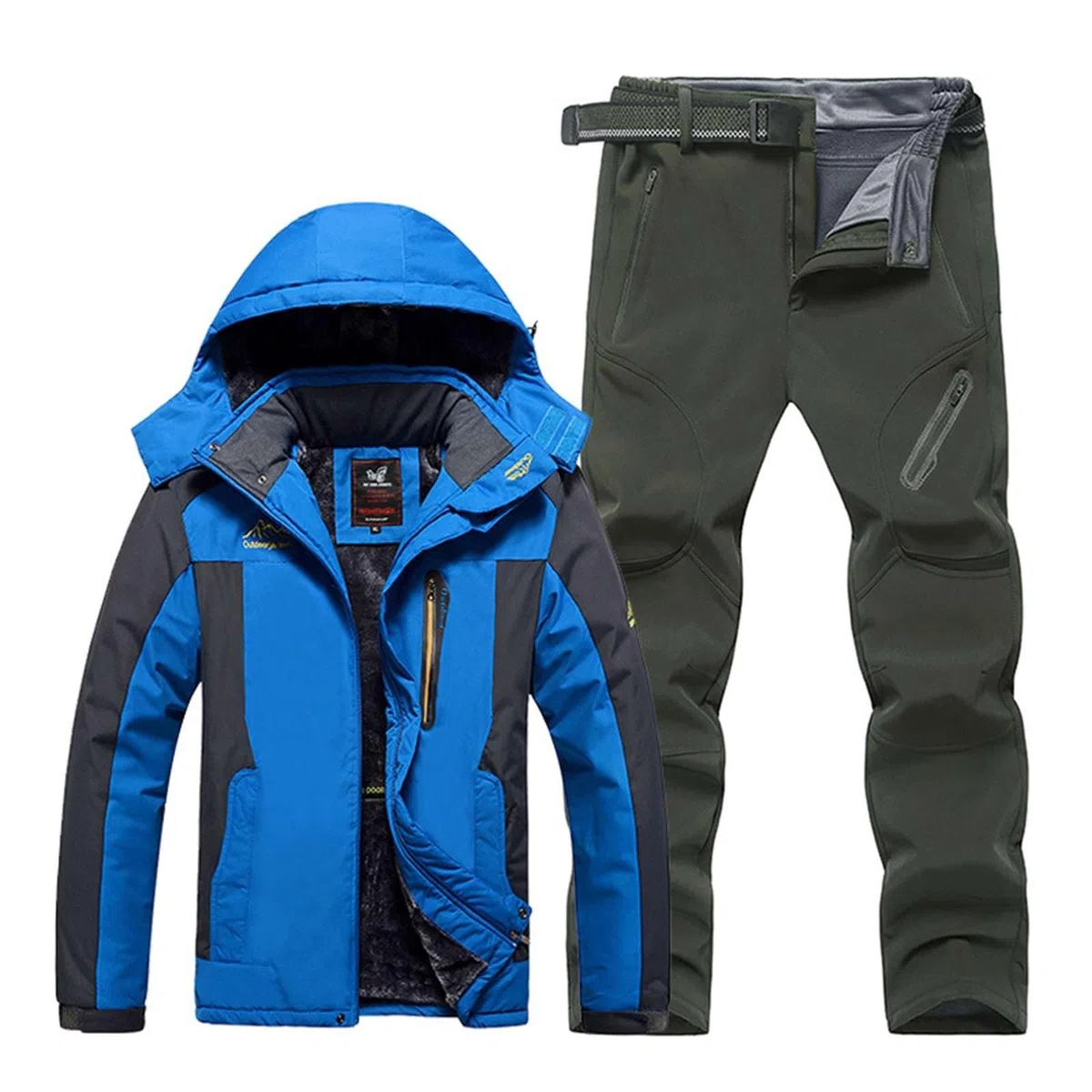 Skianzug Herren 2 Teiler Wasserdichter Schneeanzug für Männer Ski Anzug Set Winter Warm Skibekleidung Ausrüstung Snowsuit Teilig Teile Thermo Skijacke Hose Winddicht Outdoor Snowboard Alpin Gefüttert