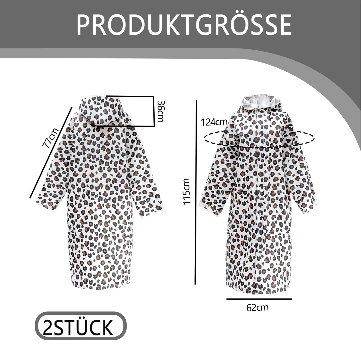 2 Stück Regenponcho, Regenjacke Damen Wasserdicht, Regenjacke Herren Leopardmuster Durchsichtiger Regenponcho, Regen Zubehör Für Wandern Radfahren Camping Reisen