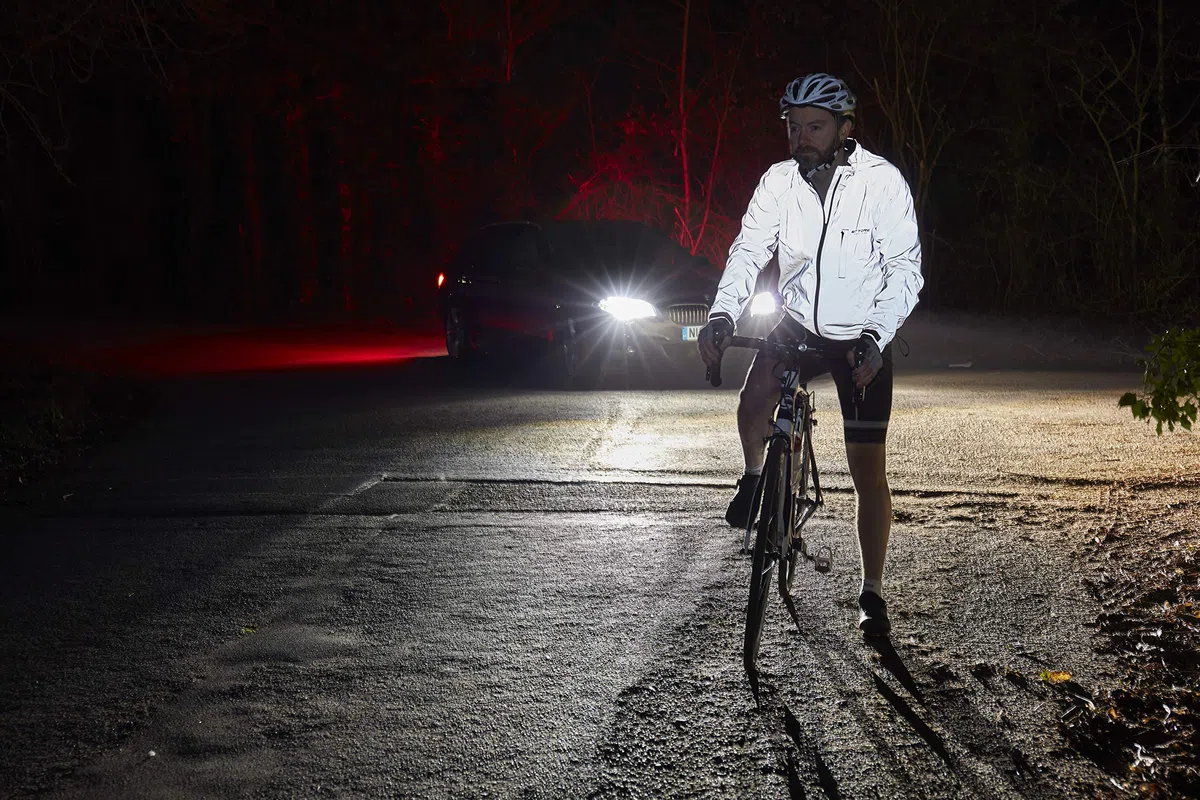 Ettore Herren Fahrradjacke wasserdicht atmungsaktiv High-Vis reflektierende Silber - Night Glow