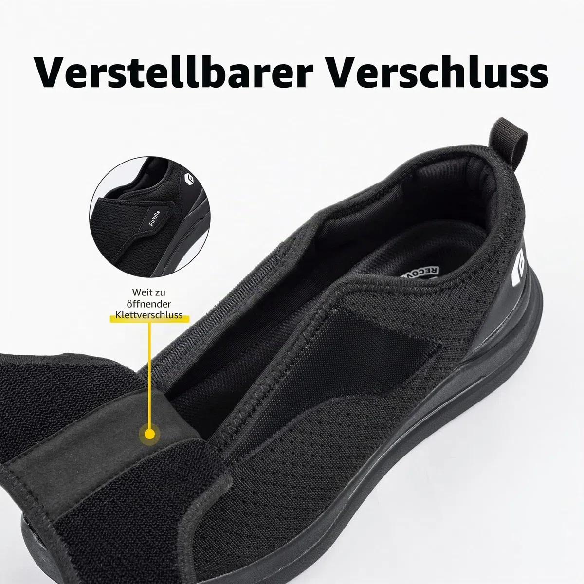 FitVille Schuhe Herren Extra Weit Senioren Pflege Hausschuhe mit Klettverschluss EasyTop Wings V2