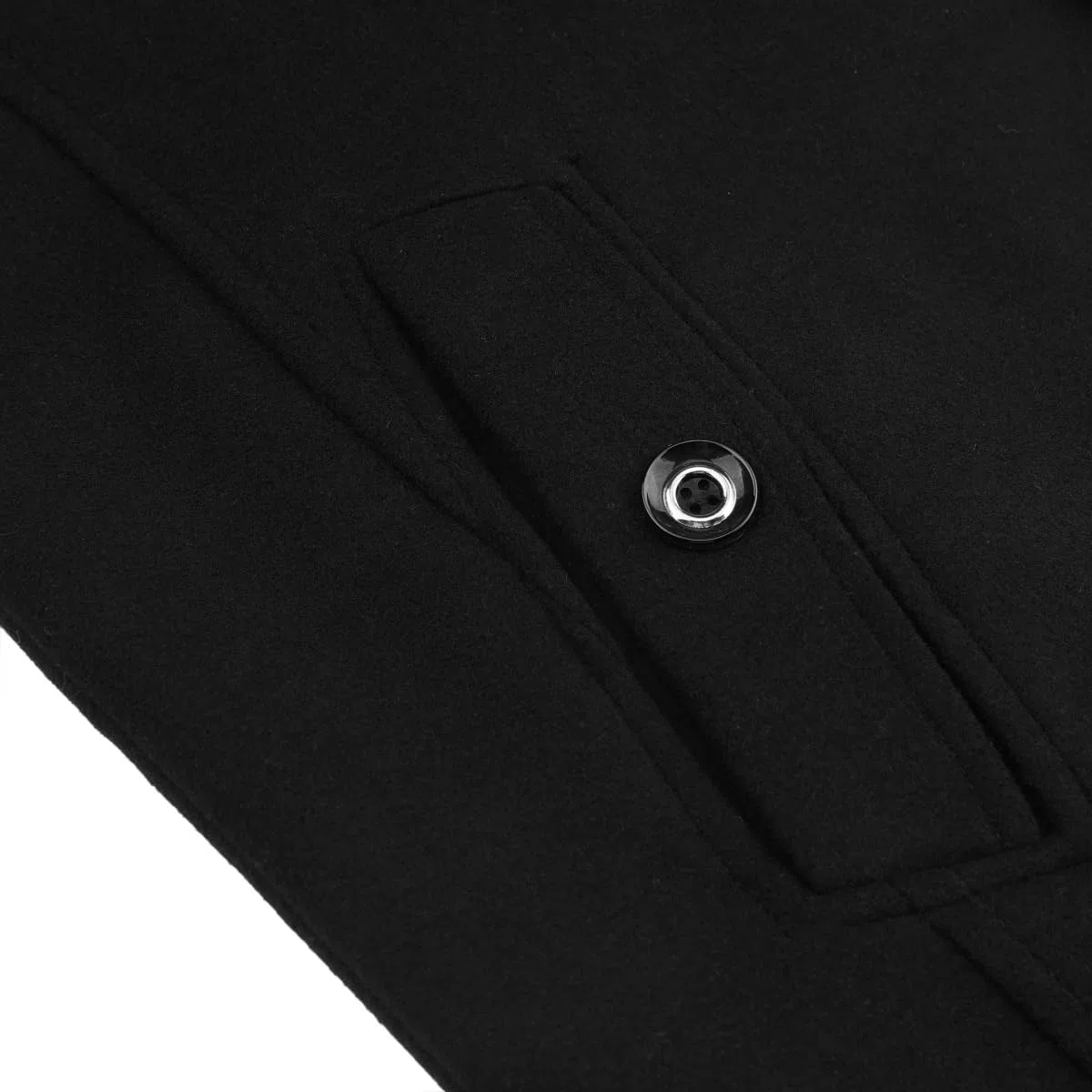 Allthemen Herren Wintermantel Wolle Kurzmantel Stehkragen Wollmantel Mittellang Mantel Winter Winterjacke Business Peacoat Slim Fit Casual