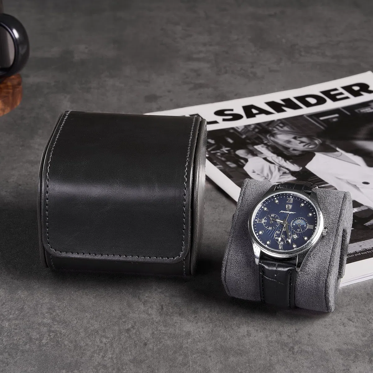 ProCase Uhrenrolle für 1 Uhr, Uhren Reiseetui Uhrenkoffer-Rolle Travel Watch Box Case Uhrenaufbewahrung Reise Uhrenetui- Schwarz