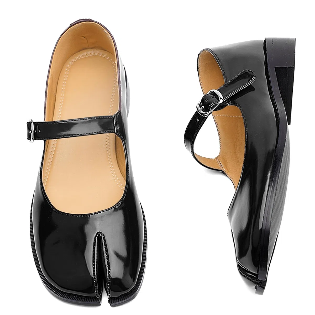 Tabi Mary Jane Damen Stiefel Schlitz Schnalle Gürtel Damen Flach Bequem Casual Chic Party Schule Arbeitskleid Pumps Schuhe