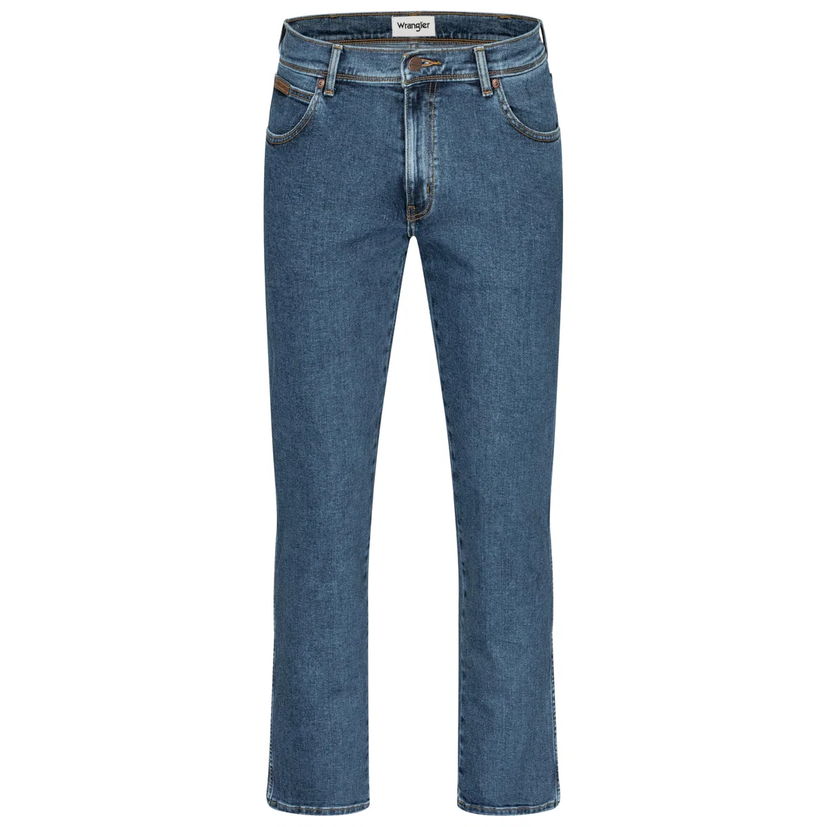 Wrangler Texas Herren-Stretchjeans Regular Fit Authentic Straight in verschiedenen Waschungen mit Gürtel in schwarz oder braun